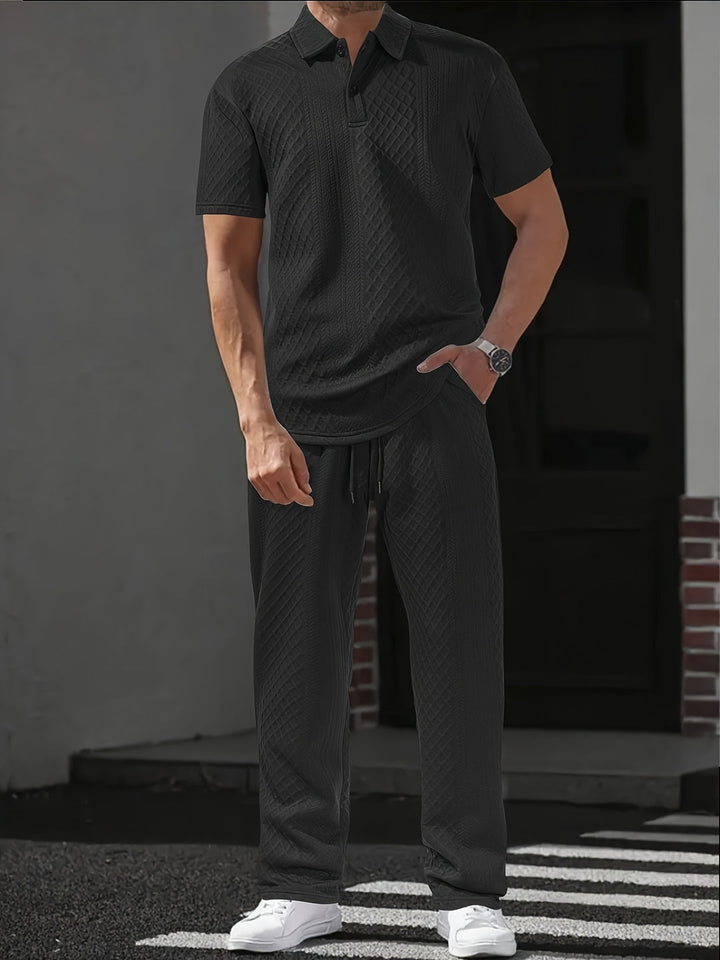 Angelo | Men's Polo Shirt Straight Leg Pants Set
