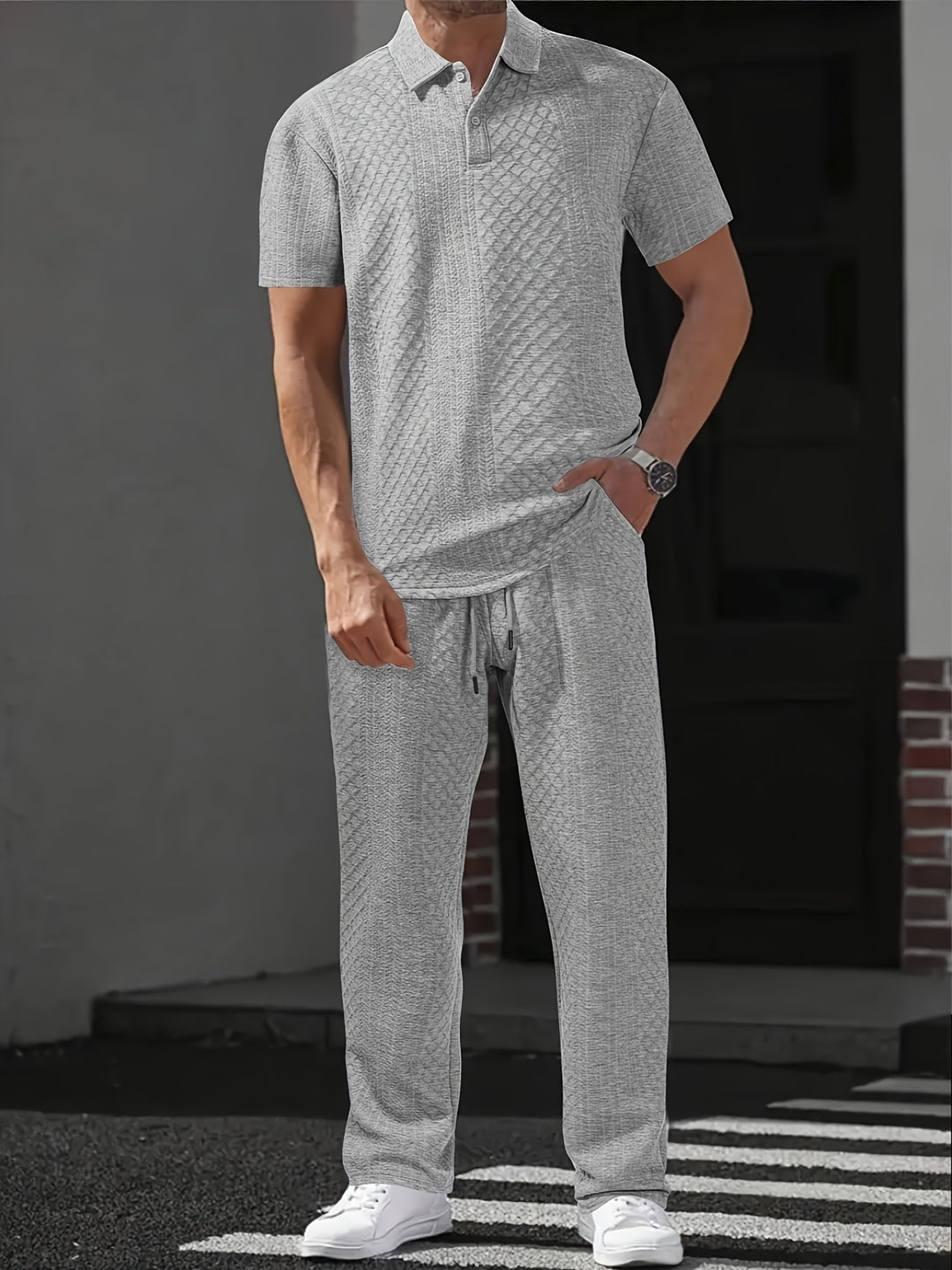 Angelo | Men's Polo Shirt Straight Leg Pants Set