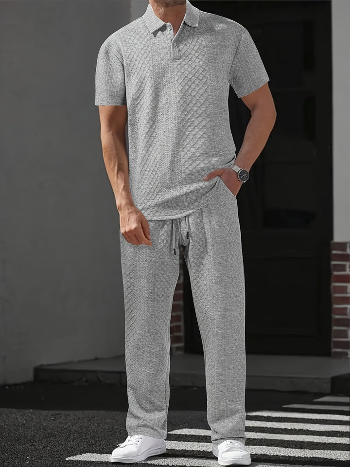 Angelo | Men's Polo Shirt Straight Leg Pants Set