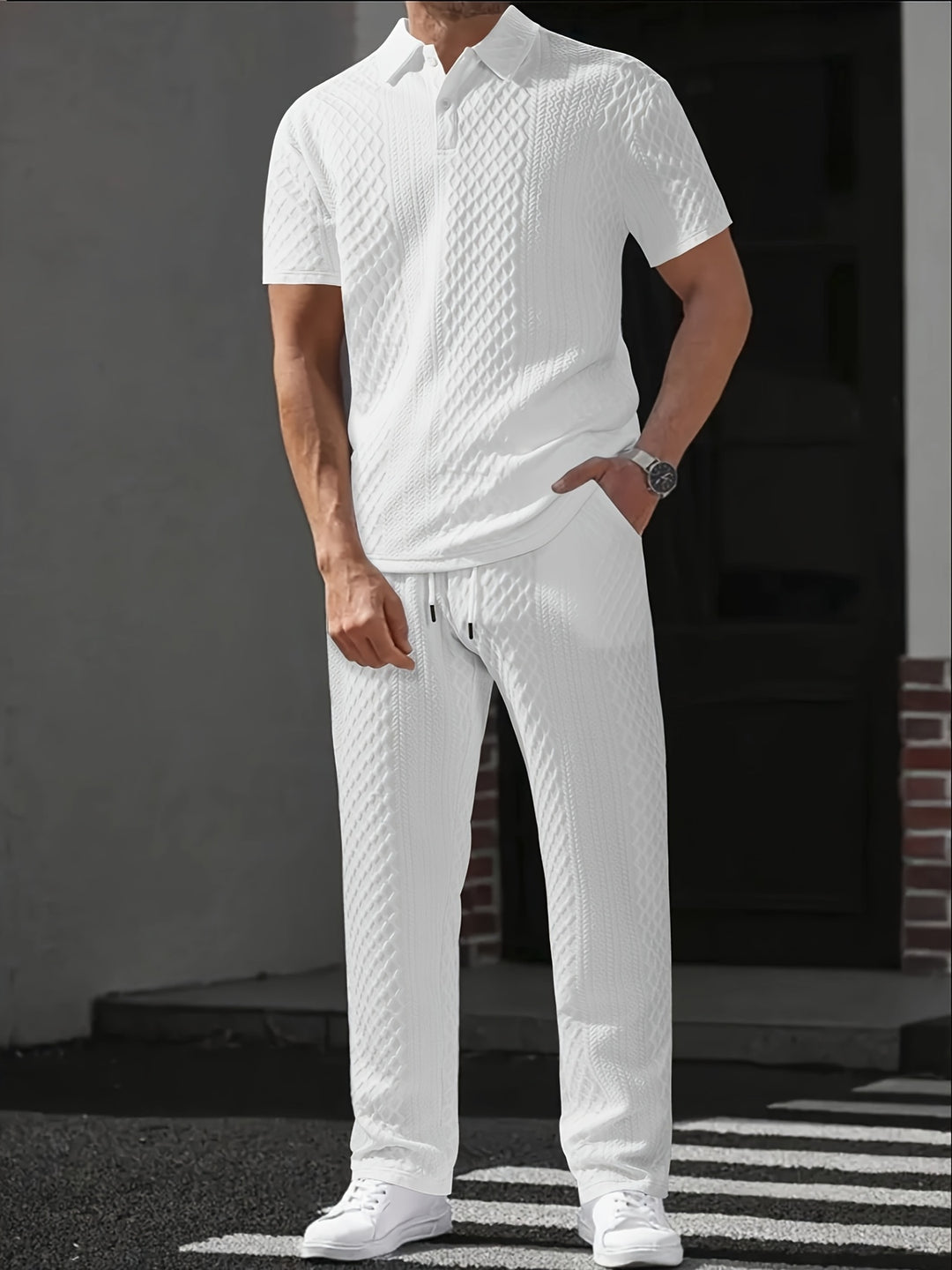 Angelo | Men's Polo Shirt Straight Leg Pants Set
