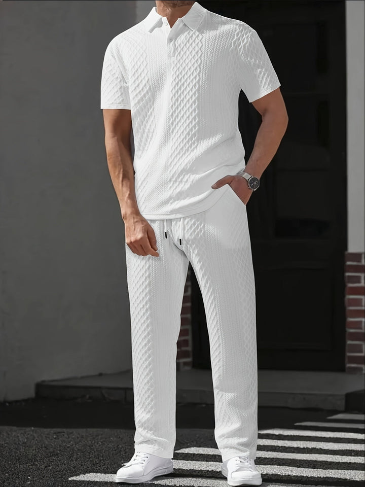 Angelo | Men's Polo Shirt Straight Leg Pants Set