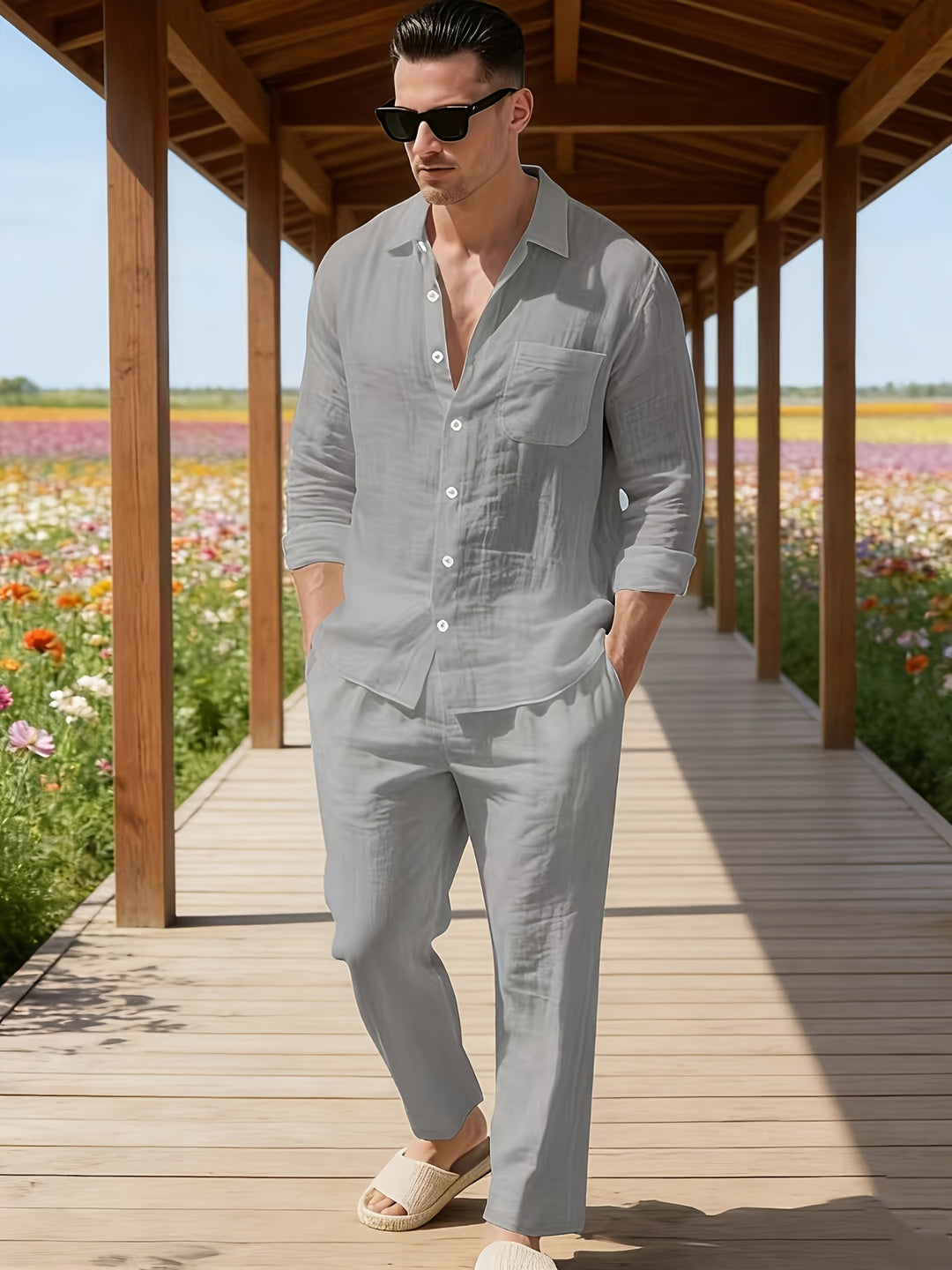 York | Men's Button-Up Straight Leg Sets