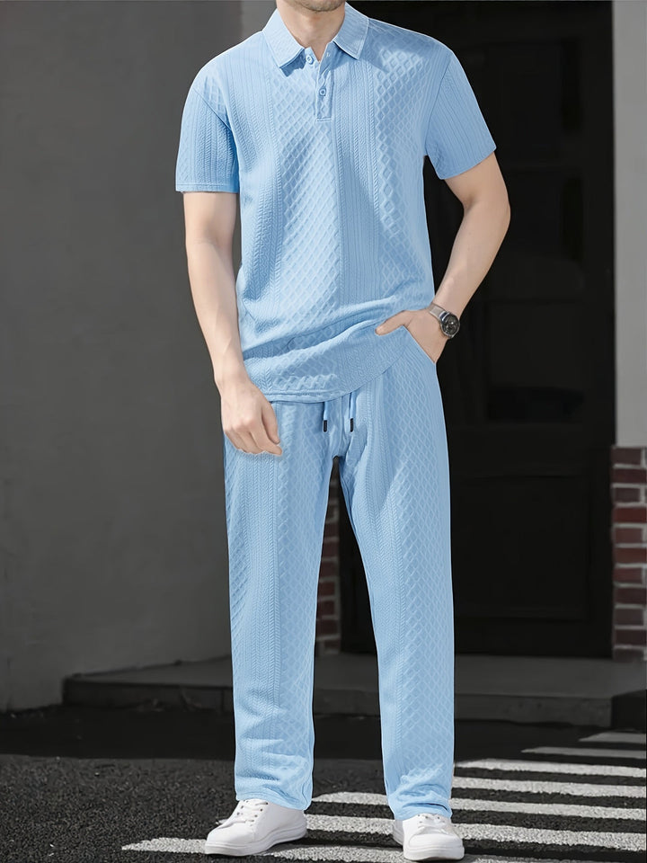 Angelo | Men's Polo Shirt Straight Leg Pants Set