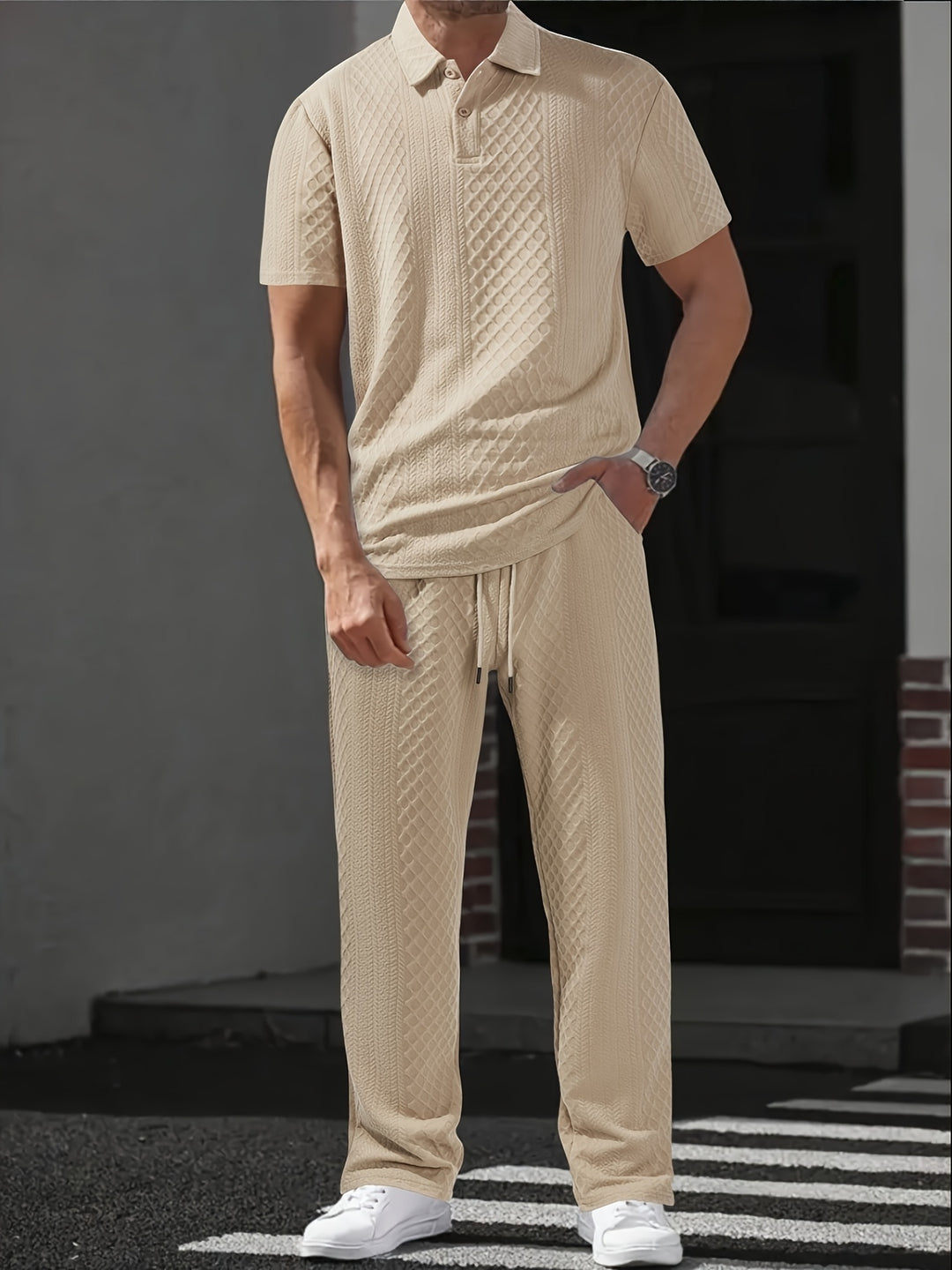 Angelo | Men's Polo Shirt Straight Leg Pants Set