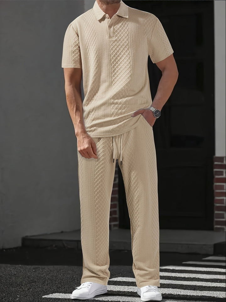 Angelo | Men's Polo Shirt Straight Leg Pants Set