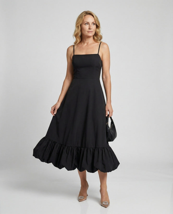Blythe | Women's Spaghetti Strap Straight Neck Flared Maxi Dress