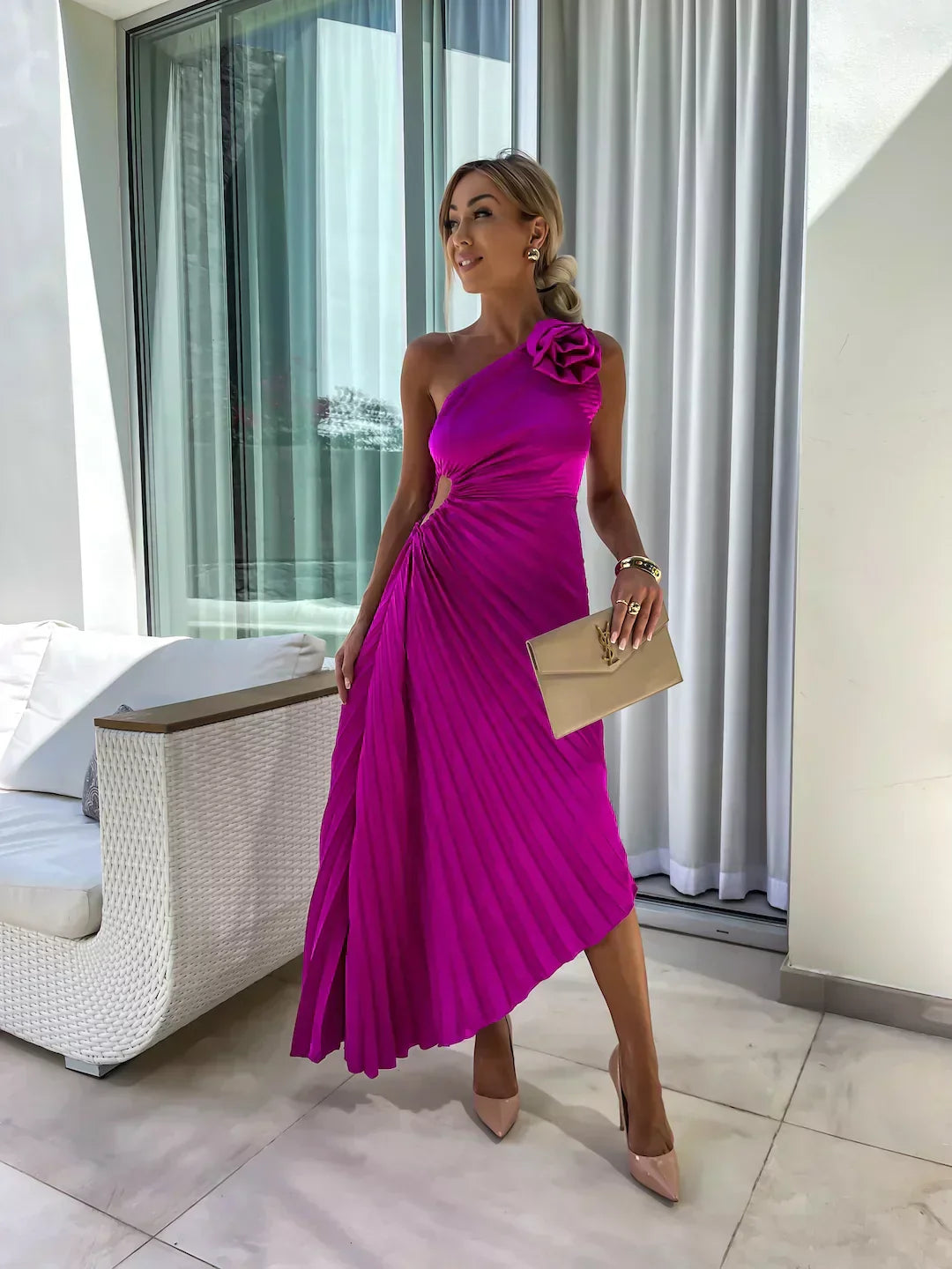 Briar | Women's Pleated Wedding Guest Midi Dress