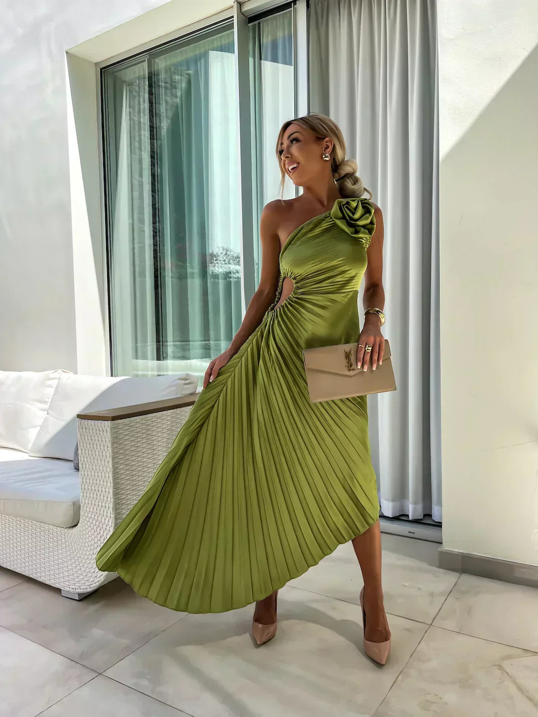 Briar | Women's Pleated Wedding Guest Midi Dress