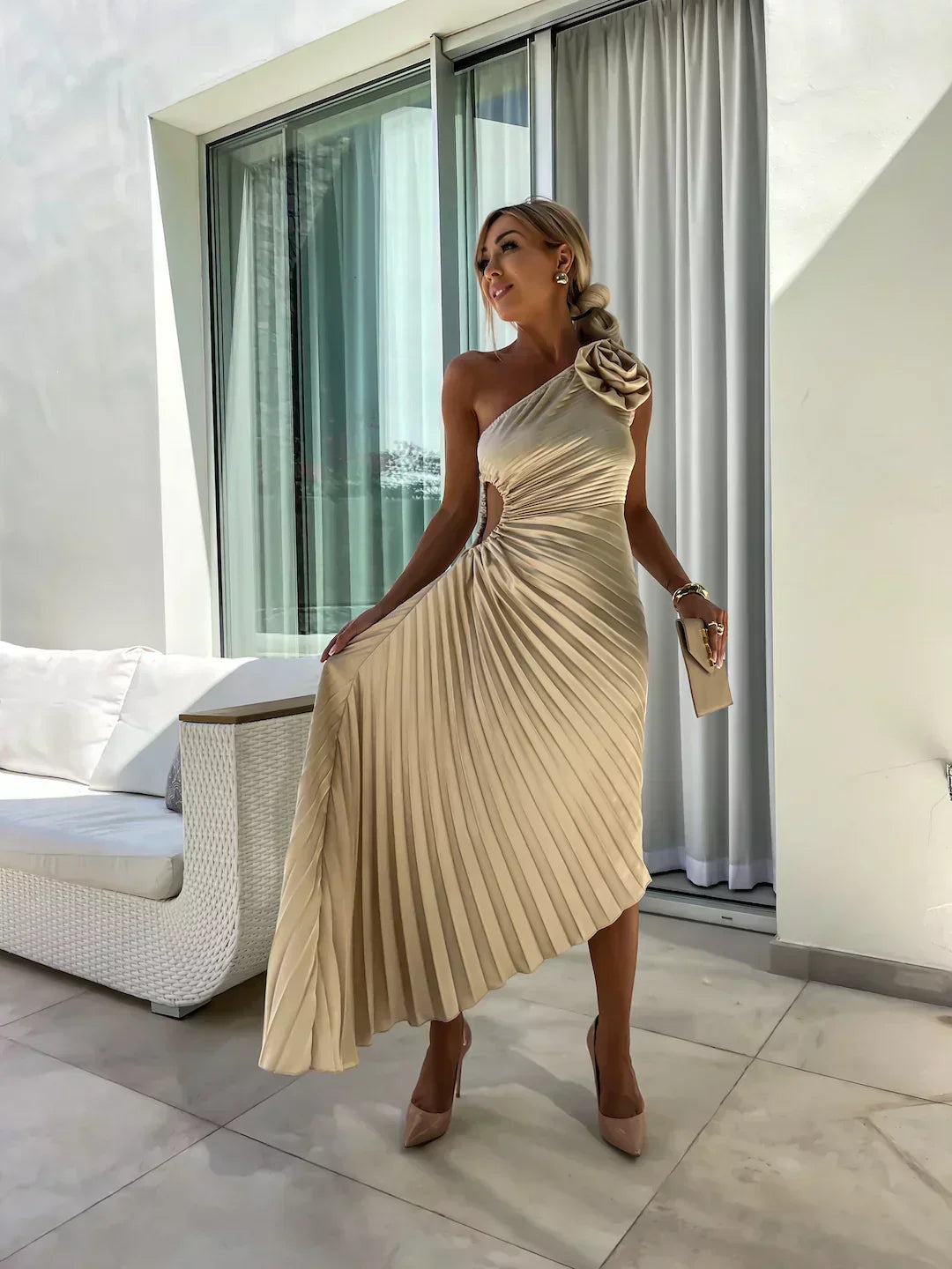 Briar | Women's Pleated Wedding Guest Midi Dress