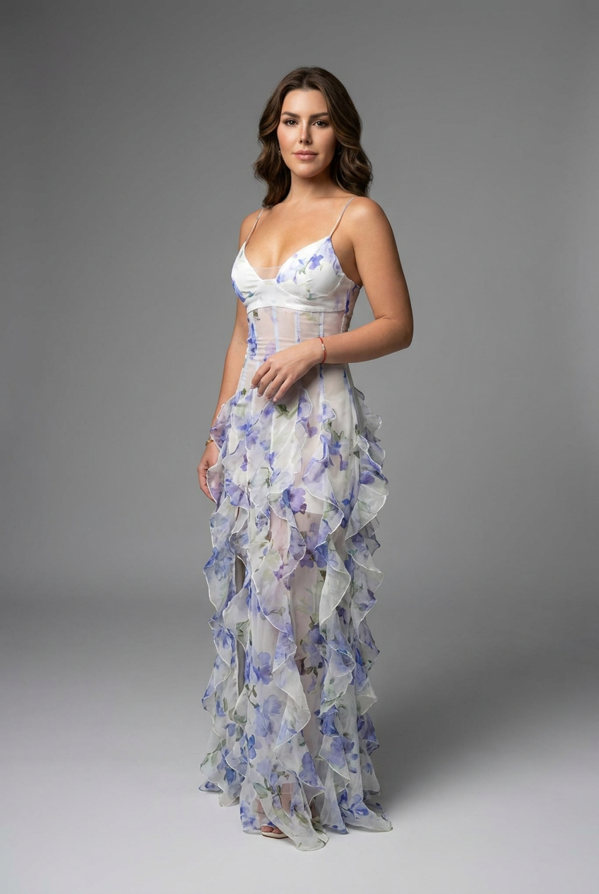 Coraline | Women’s Ruffled Maxi Wedding Guest Dress