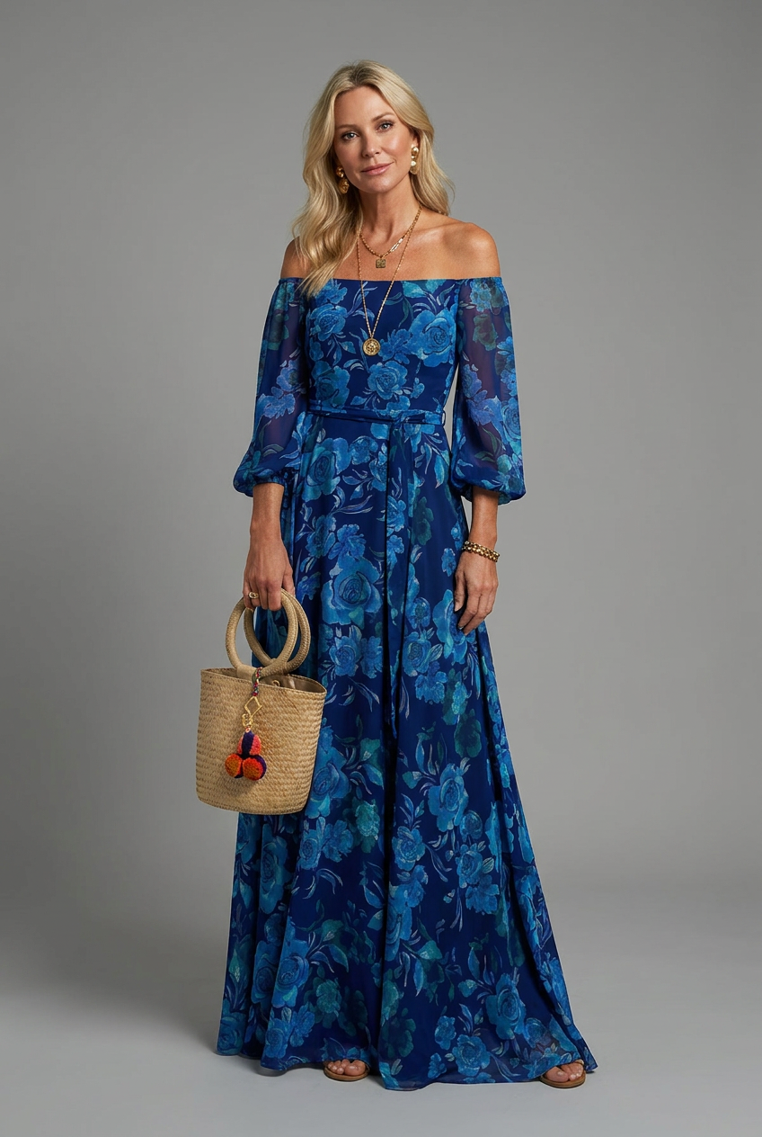 Hoor | Women’s Floral Off Shoulder Wedding Guest Dress