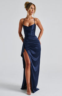Nora | Women's Ruched Satin Evening Dress