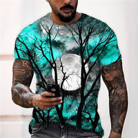 Men's Halloween Moon Graphic Crew Neck T-Shirt