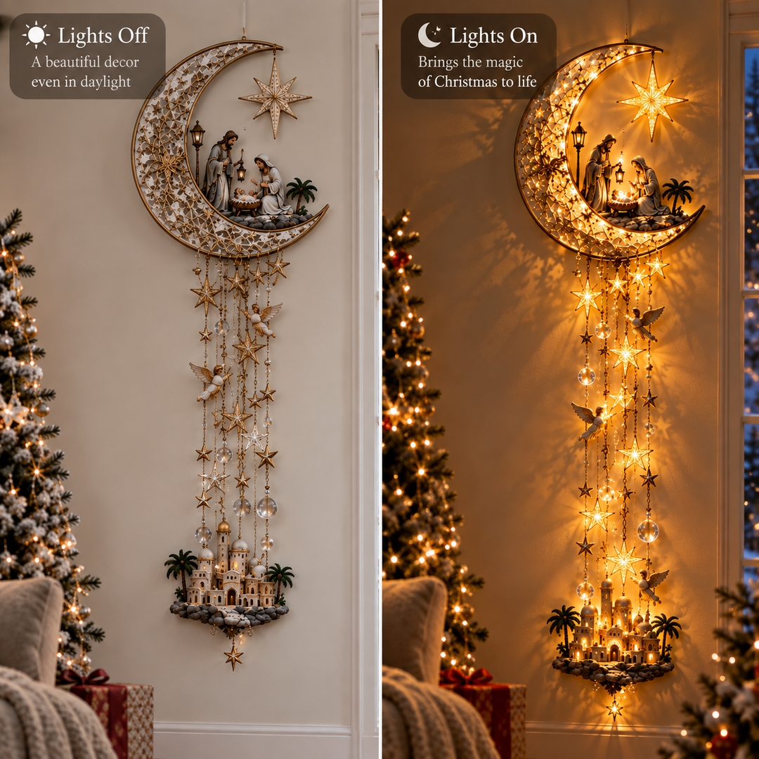 Illuminated Nativity Christmas Wall Hanging with LED Lights