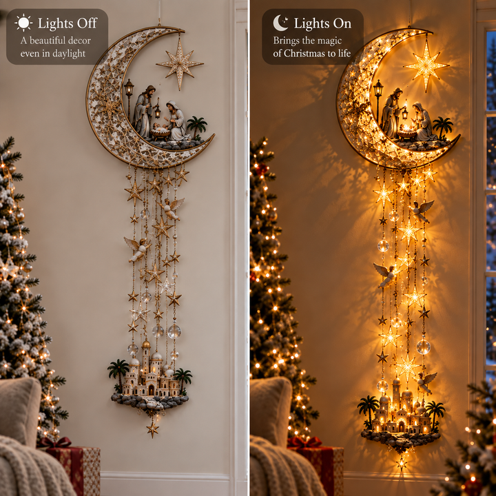 Illuminated Nativity Christmas Wall Hanging with LED Lights