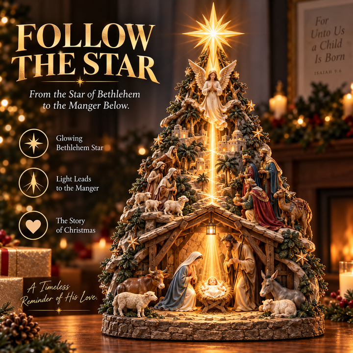 Illuminated Nativity Star Tree Topper