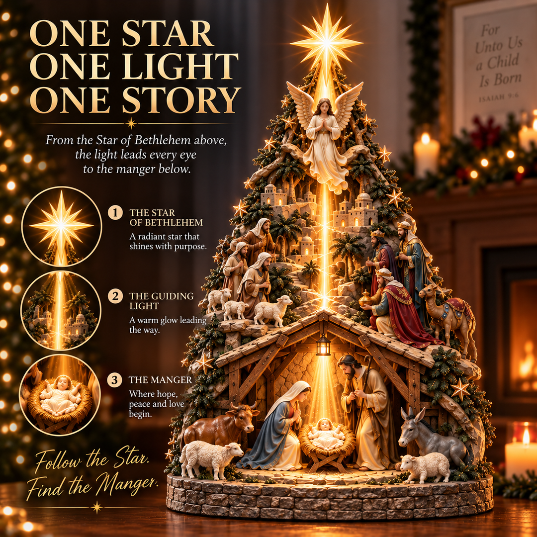 Illuminated Nativity Star Tree Topper