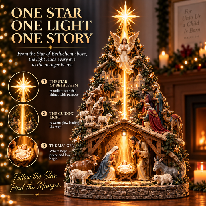 Illuminated Nativity Star Tree Topper