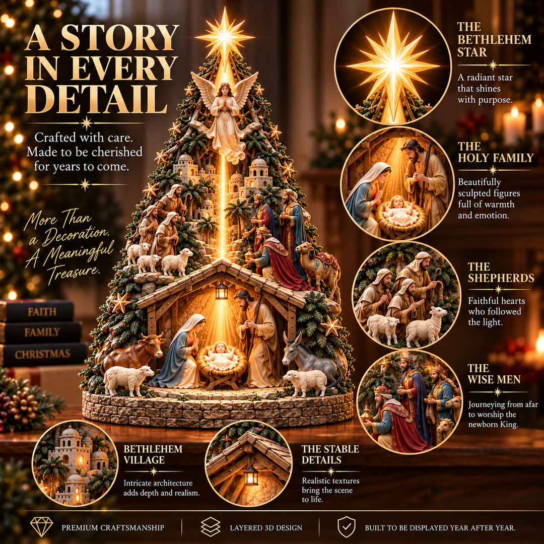 Illuminated Nativity Star Tree Topper