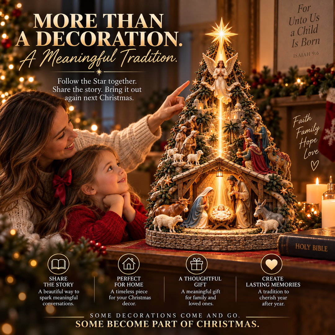 Illuminated Nativity Star Tree Topper