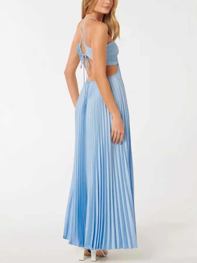 Ella | Women’s Halter Pleated Summer Maxi Dress