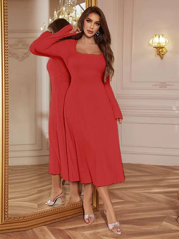 Erma | Women’s Square Neck Wedding Guest Midi Dress