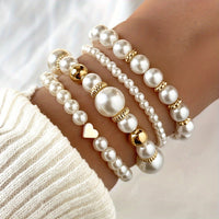 Women's Four-Piece Faux Pearl Bracelet Set