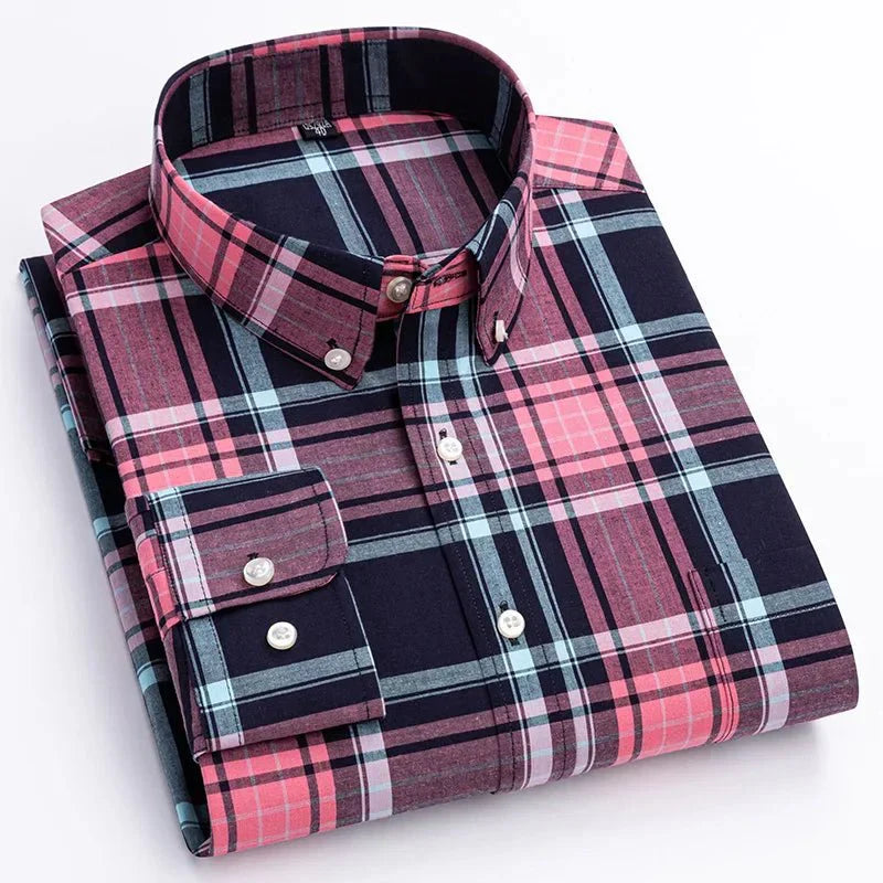 Maverick | Men's Plaid Button Down Long Sleeve Casual Shirt