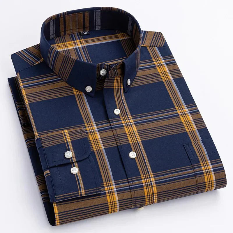 Maverick | Men's Plaid Button Down Long Sleeve Casual Shirt