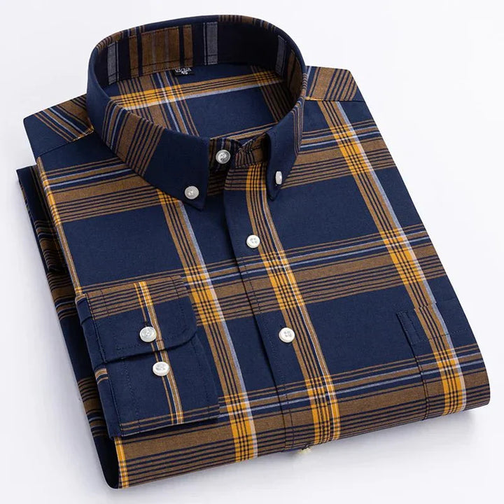 Maverick | Men's Plaid Button Down Long Sleeve Casual Shirt