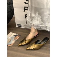Marya | Women's Metal Detail Pointed Toe Kitten Heels