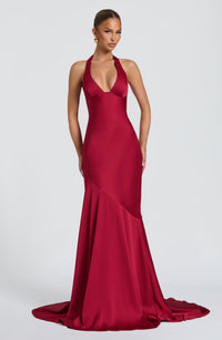 Claudia | Women's Plunge Satin Winter Formal Gown