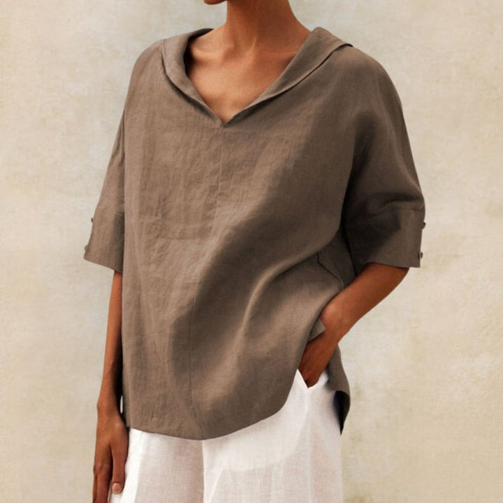 Natalia | Women’s V-Neck Linen Blouse