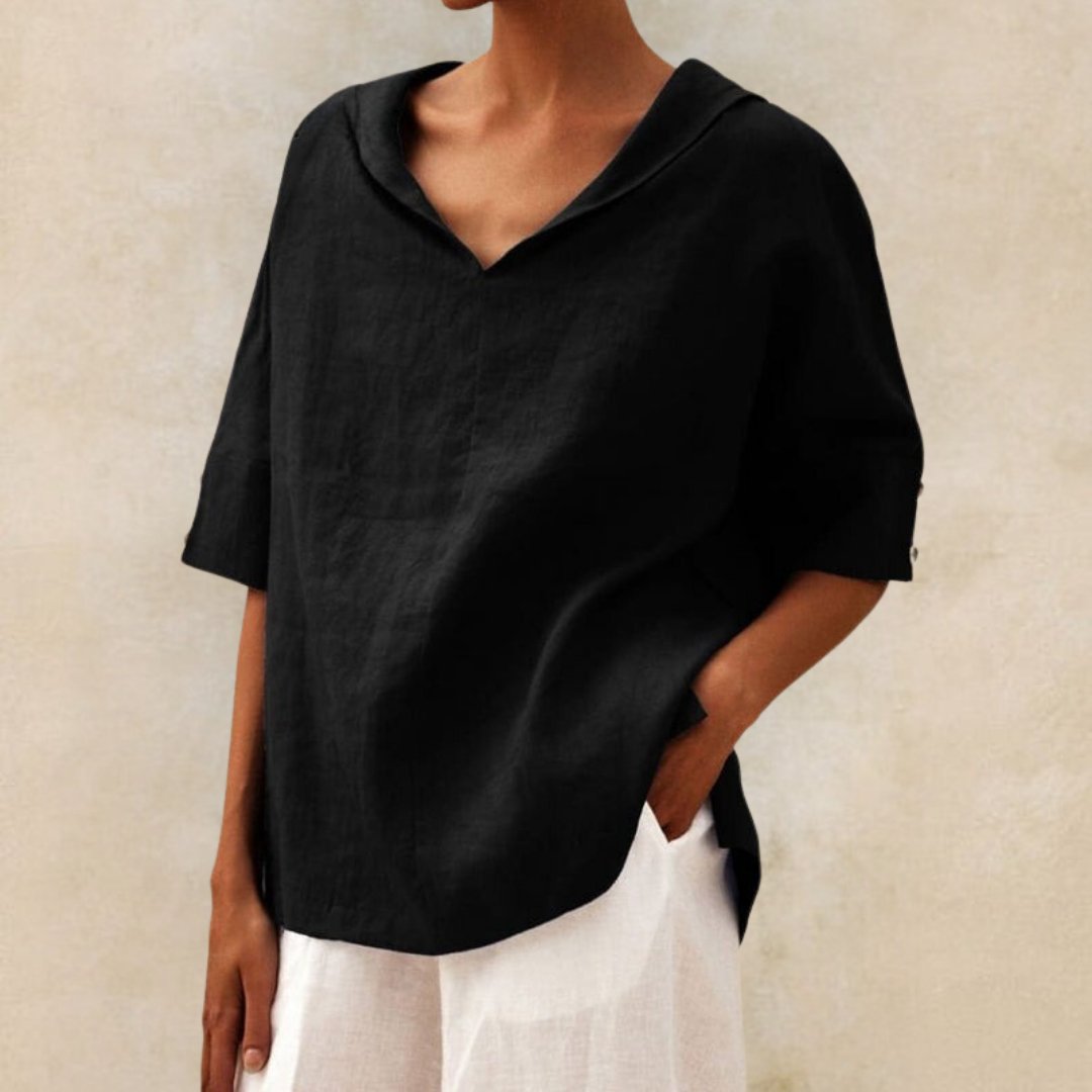 Natalia | Women’s V-Neck Linen Blouse
