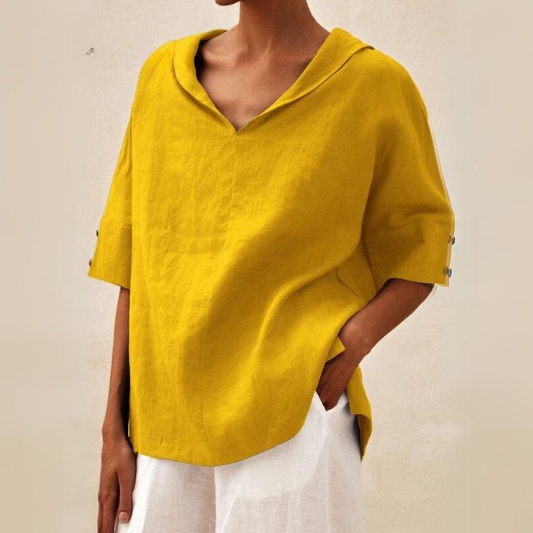 Natalia | Women’s V-Neck Linen Blouse