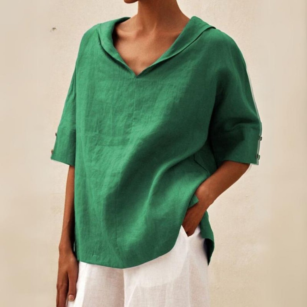 Natalia | Women’s V-Neck Linen Blouse