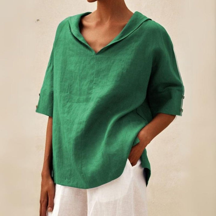 Natalia | Women’s V-Neck Linen Blouse