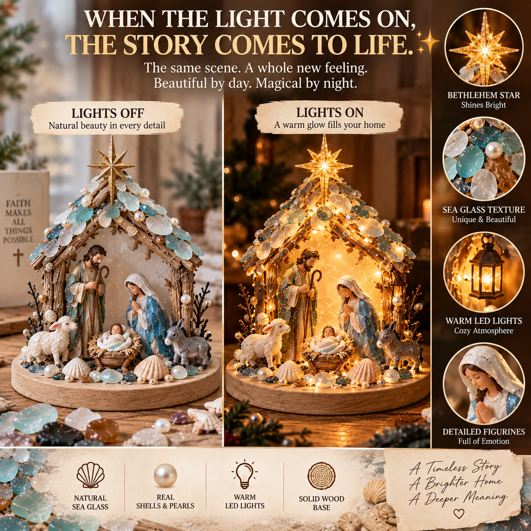 Light Up Nativity Scene DIY Kit with Sea Glass