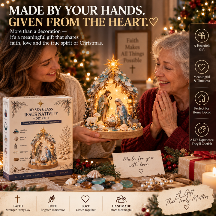 Light Up Nativity Scene DIY Kit with Sea Glass