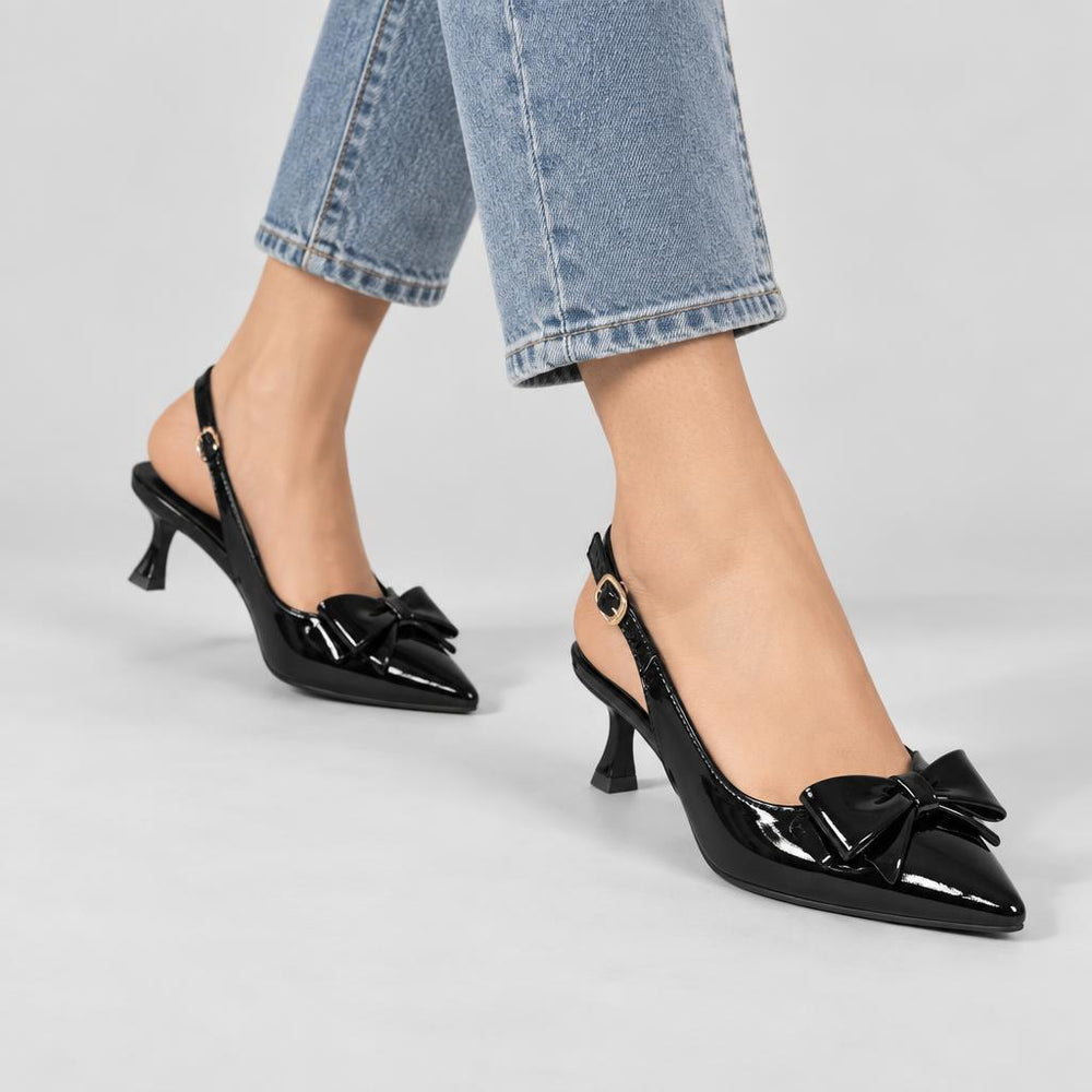 Lisa | Women's Pointed Bow Tie Slingback Kitten Heels