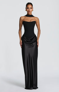 Noelle | Women's Evening Satin Cowl Neck Maxi Dress
