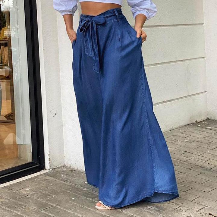 Hestia | Women's Waist Tie Detail Denim Skirt