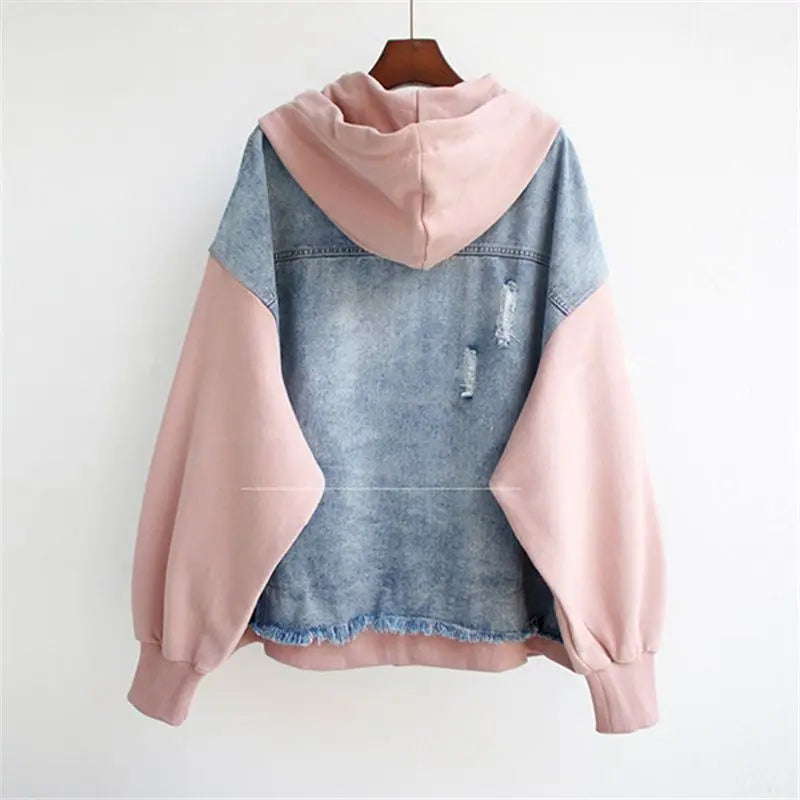 Michelle | Women's Hybrid Denim Hoodie Jacket with Zipper