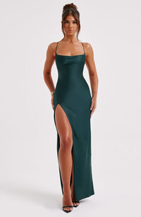 Madeline | Women's Satin Cowl Neck Backless Prom Dress