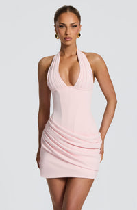 Chloe | Women's Short Plunge Halter Homecoming Mini Dress