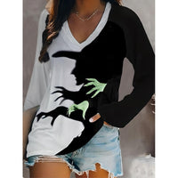 Women's Halloween Witch Graphic V-Neck Top