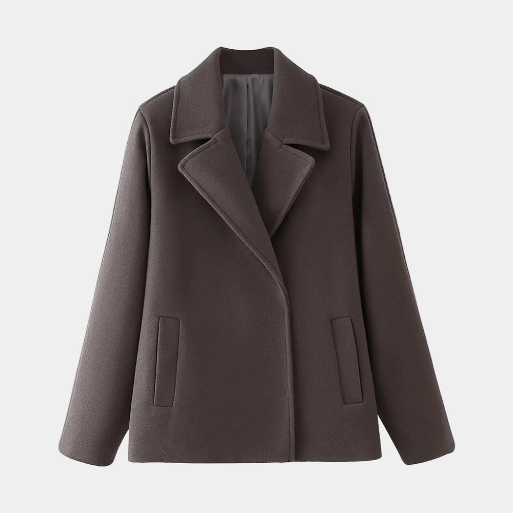 Paula | Women's Elegant Deep Lapel Wool Pea Coat
