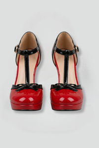 Elowen | Women's Polished Platform T-Strap High Heels
