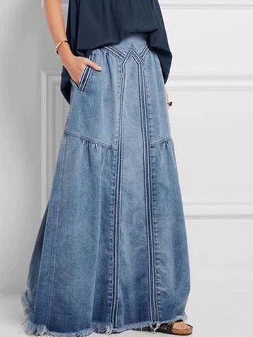 Orelina | Women's Summer Tiered Denim Skirt