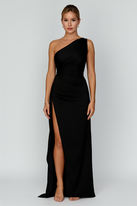 Zoya | Women's Elegant One-Shoulder Maxi Dress With Side Slit